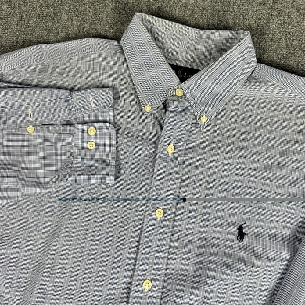 Ralph Lauren Blue Plaid Yarmouth Long Sleeve Button-Down Shirt Size 16 1/2 32